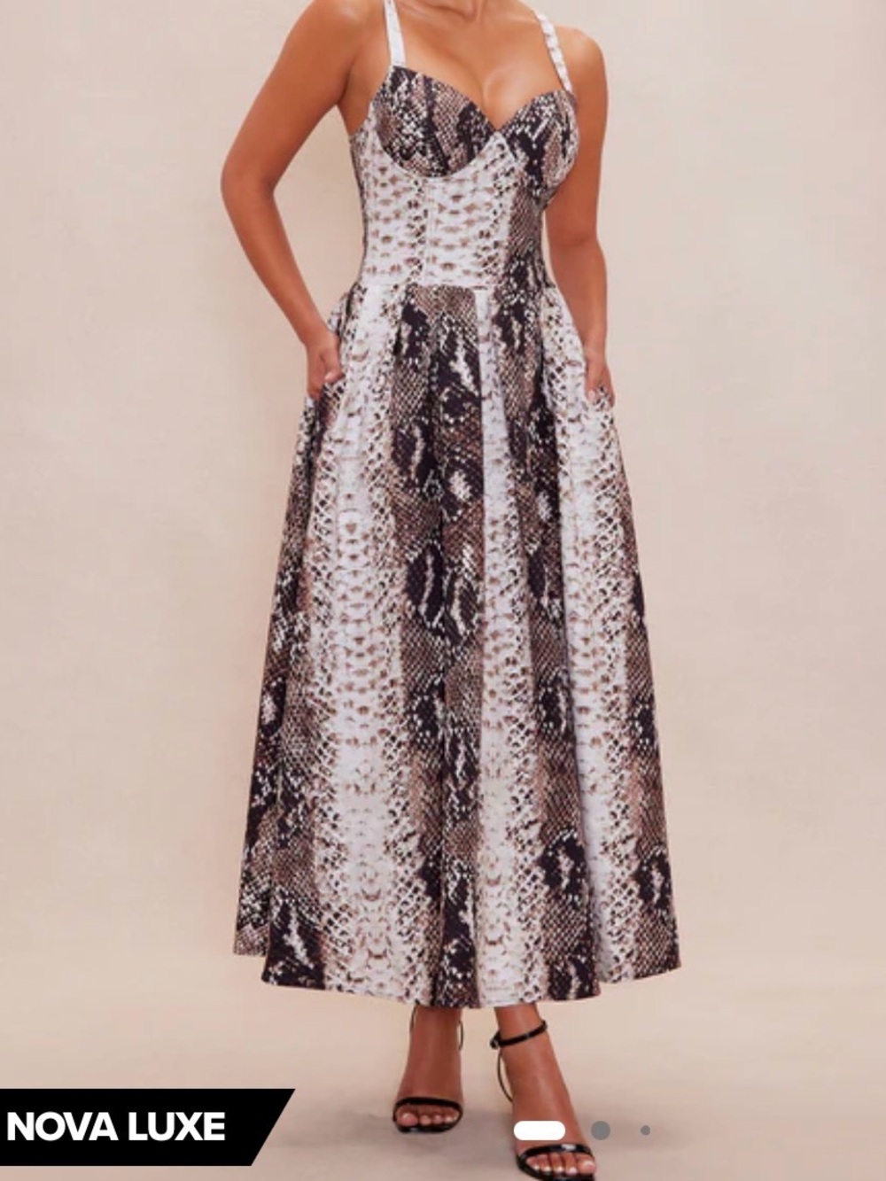 Sold Out Luxe Snake Print Maxi Dress - Neutral Tones